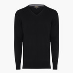 Cotton V-Neck Sweater // Black (L)