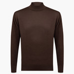Woolen Light Mock Neck Sweater // Brown (XL)