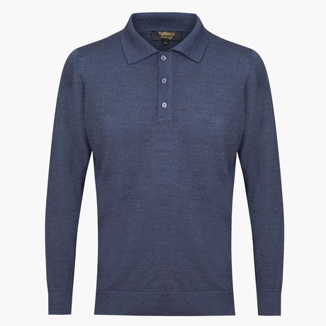 Woolen Polo Sweater // Blue (S)