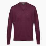 Woolen V-Neck Sweater // Maroon (XL)