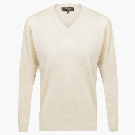 Woolen V-Neck Sweater // Stone (S)