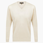 Woolen V-Neck Sweater // Stone (S)