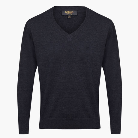 Woolen V-Neck Sweater // Anthracite (S)