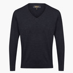 Woolen V-Neck Sweater // Anthracite (2XL)