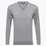 Woolen V-Neck Sweater // Light Gray (M)