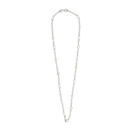 Mimi Milano 18k White Gold Milky Quartz + White Freshwater Pearl Necklace II