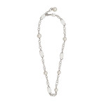 Mimi Milano 18k White Gold Milky Quartz + White Freshwater Pearl Necklace I