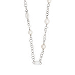 Mimi Milano 18k White Gold Milky Quartz + White Freshwater Pearl Necklace II