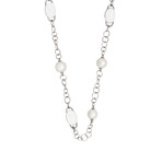 Mimi Milano 18k White Gold Milky Quartz + White Freshwater Pearl Necklace I