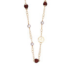 Mimi Milano 18k Rose Gold Garnet + Violet Freshwater Pearl Necklace