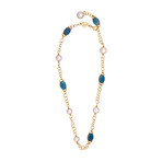 Mimi Milano 18k Rose Gold London Blue Topaz + Violet Freshwater Pearl Necklace I