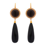 Mimi Milano 18k Rose Gold Smokey Quartz Black Agate + Cognac Diamond Earrings