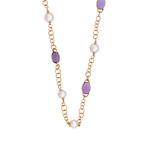 Mimi Milano 18k Rose Gold Amethyst + Violet Freshwater Pearl Necklace