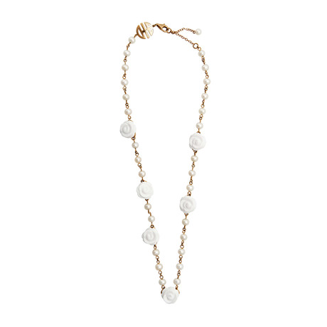 Mimi Milano 18k Rose Gold White Agate + White Freshwater Pearl Necklace