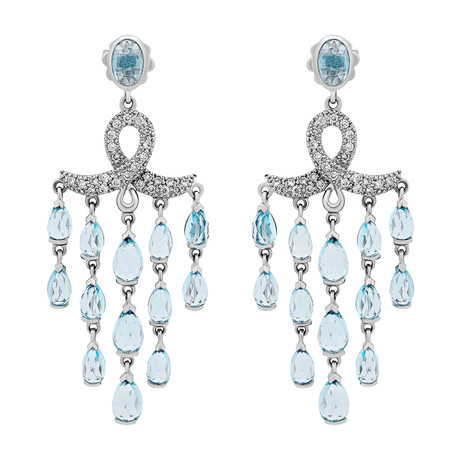 Mimi Milano 18k White Gold Sky Blue Topaz + Diamond Earrings