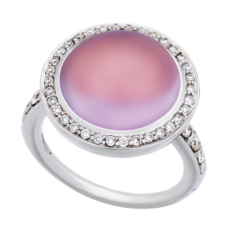 Mimi Milano 18k White Gold Lavender Moonstone + Diamond Ring // Ring Size: 6.5