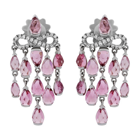 Mimi Milano 18k White Gold Tourmaline + Diamond Earrings