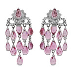 Mimi Milano 18k White Gold Tourmaline + Diamond Earrings