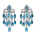 Mimi Milano 18k White Gold London Blue Topaz + Diamond Earrings