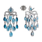 Mimi Milano 18k White Gold London Blue Topaz + Diamond Earrings