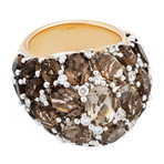 Mimi Milano 18k Rose Gold Smoky Quartz + Diamond Ring // Ring Size: 7.25