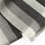 Merino Wool Striped Scarf // Gray + Black