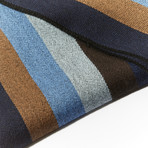 Merino Wool Striped Scarf // Navy + Brown