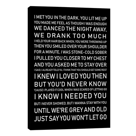 Say You Wont Let Go Black Back // Pixy Paper (12"W x 18"H x 0.75"D)