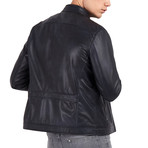 Cane Bomber Leather Jacket // Navy (M)