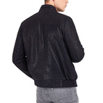 Eric Bomber Leather Jacket // Dark Blue (XL)