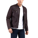 Preston Biker Leather Jacket // Bordeaux (L)