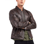 Cane Bomber Leather Jacket // Brown (2XL)