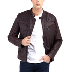 Preston Biker Leather Jacket // Bordeaux (L)