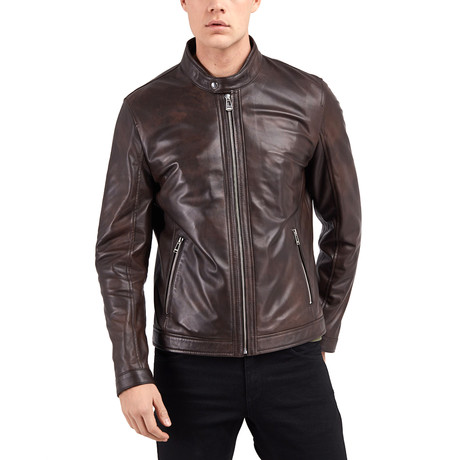 Cane Bomber Leather Jacket // Brown (S)