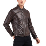 Cane Bomber Leather Jacket // Brown (2XL)