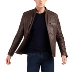 Christopher Blouson Leather Jacket // Dark Brown (S)