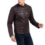 Preston Biker Leather Jacket // Bordeaux (L)