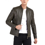 Joel Blouson Leather Jacket // Khaki (S)