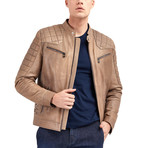 Preston Biker Leather Jacket // Khaki (S)