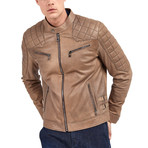 Preston Biker Leather Jacket // Khaki (S)