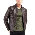 Cane Bomber Leather Jacket // Brown (2XL)