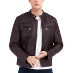 Preston Biker Leather Jacket // Bordeaux (L)