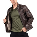 Cane Bomber Leather Jacket // Brown (2XL)