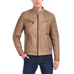 Preston Biker Leather Jacket // Khaki (S)