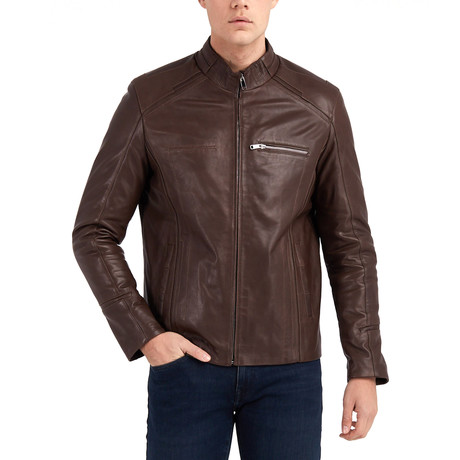 Christopher Blouson Leather Jacket // Dark Brown (S)