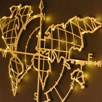 World Map Compass // Gold + LED Light