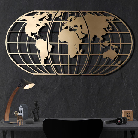 World Map Globe // Gold