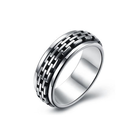 Sterling Silver Interlocking Bars Rolling Ring (Size 7)