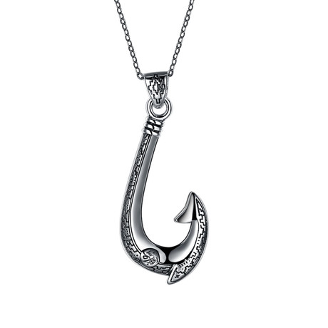 Sterling Silver Vikings Hook Pendant Necklace