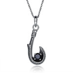 Sterling Silver Persian Black Hook Pendant Necklace